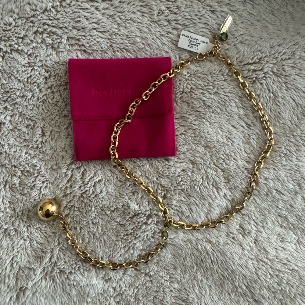 NWT Waterproof 14k PVD Gold Chain Pendant Choker - Picture 3 of 3